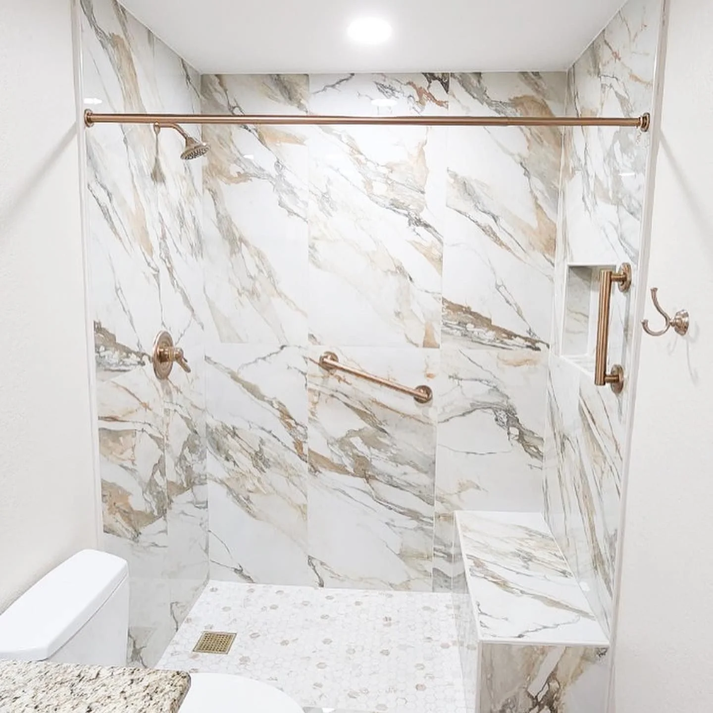 Calacatta marble walk-in shower, Valley AZ