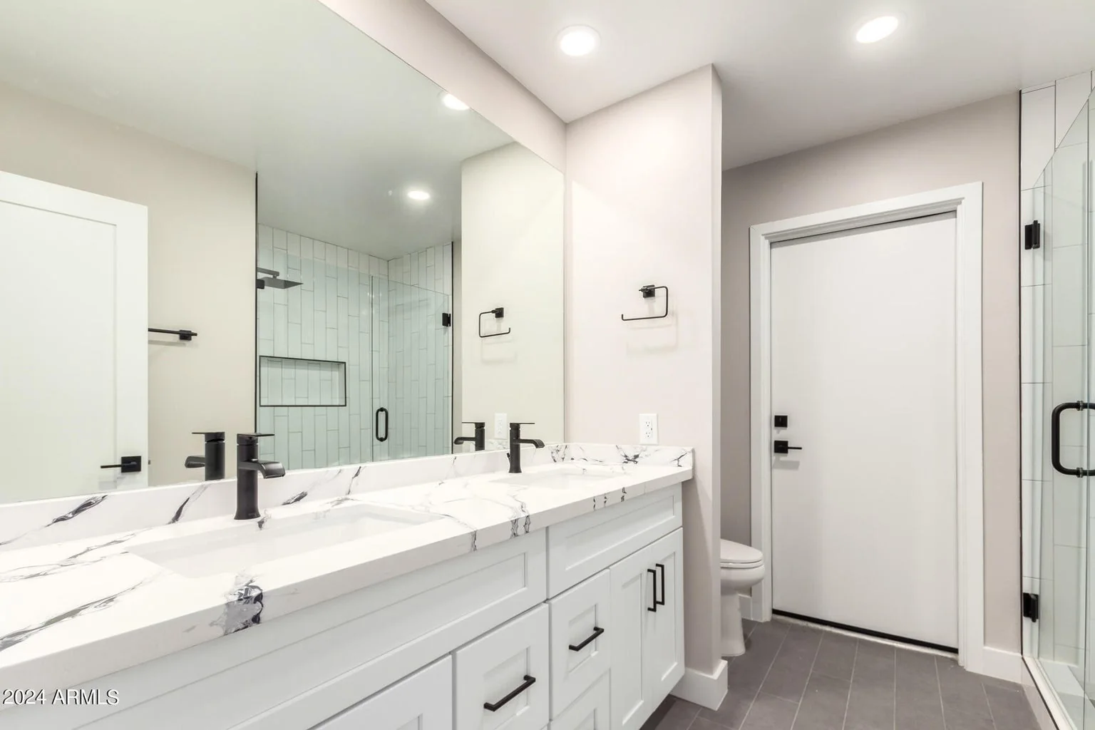 Glass walk-in shower with double vanity, Buckeye AZ